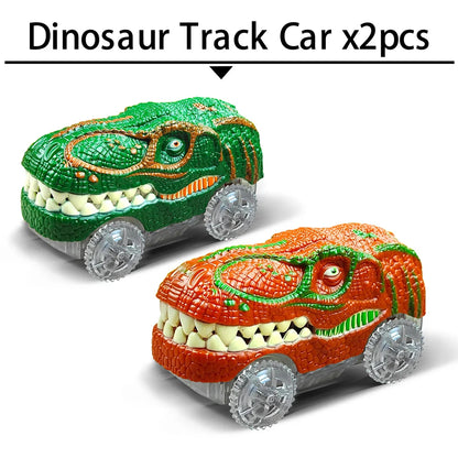 Dinosaur Track Set with Volcano and Train Cars, Age 3+